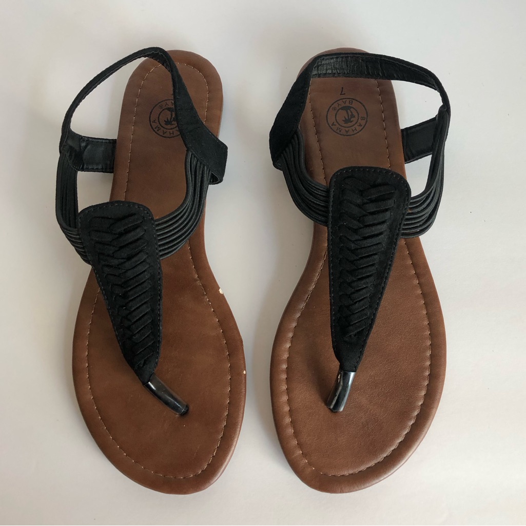 Bahama Bays Black Strappy Sandals Size 7
